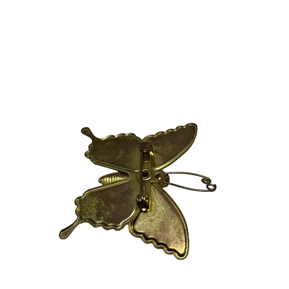 Vintage Colorful Butterfly Gold Tone‎ Clothespin Brooch Pin